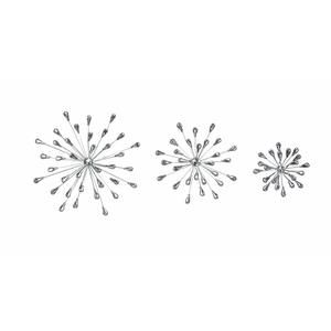 Set Of 3 Metal Starburst Wall Sculptures - Silver Finish, Durable & Elegant💟